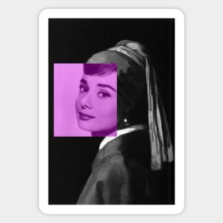 Girl With A Pearl Earring Audrey Hepburn Art Sticker